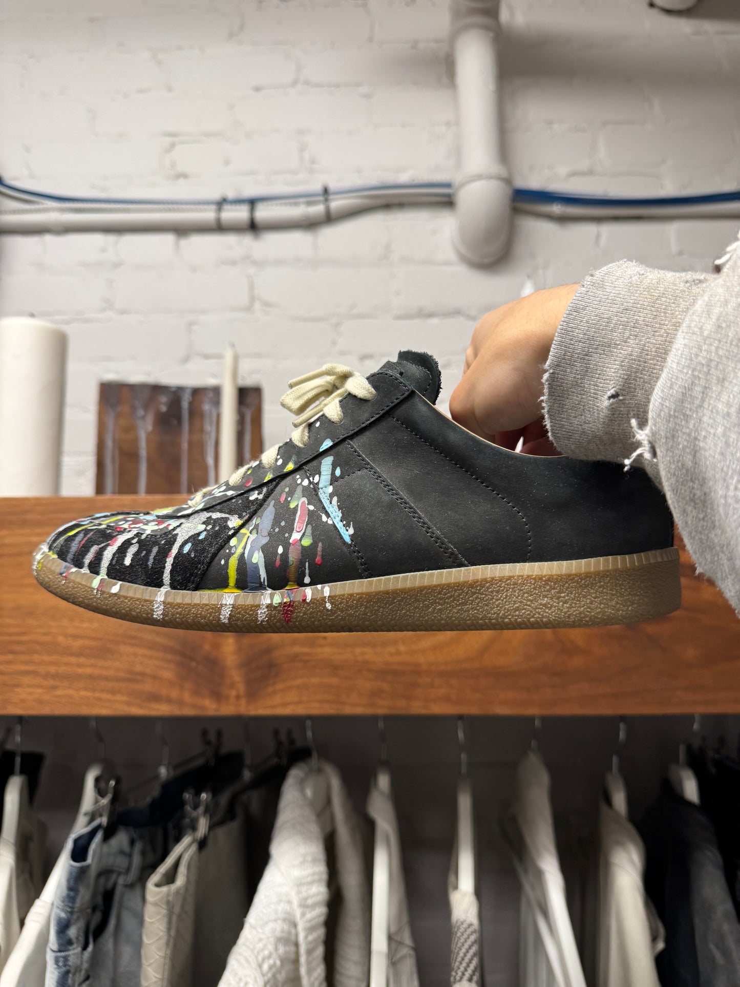Maison Margiela ‘G.A.T.’ Paint Splatter Low Top Sneakers