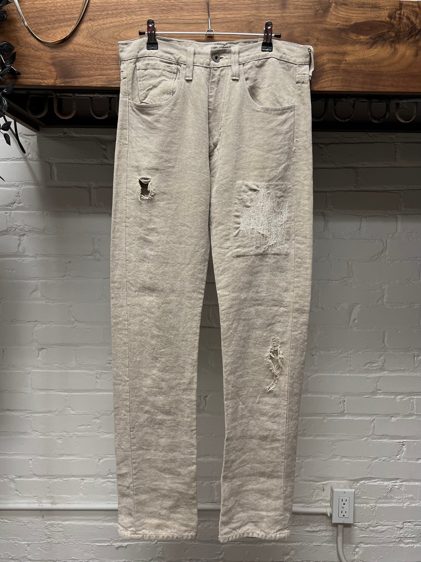 00s Junya Watanabe Sashiko Stitch Distressed Boot Cut Denim