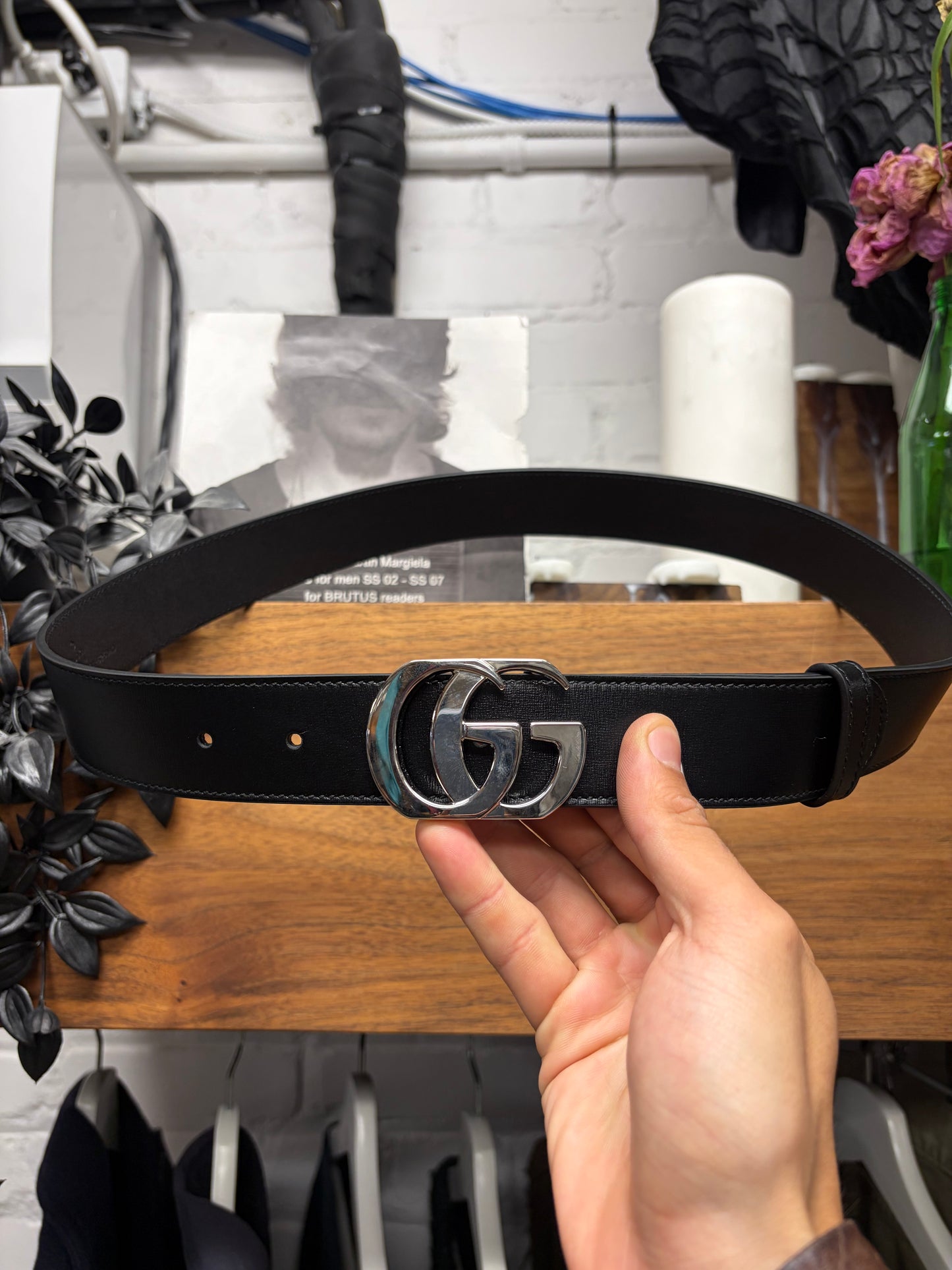 Gucci by Demna ‘Marmont’ Classic Black Leather/Silver Belt