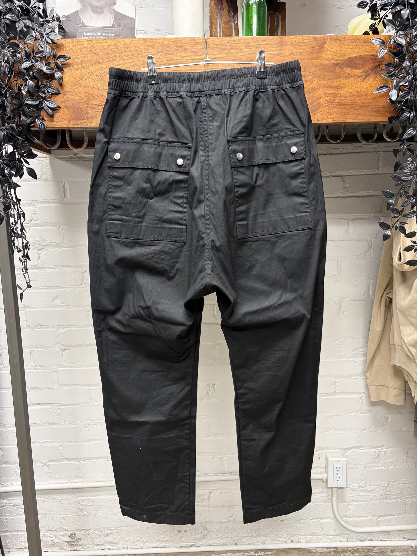 AW2024 Rick Owens ‘Porterville’ Black Drop Crotch Drawstring Pants