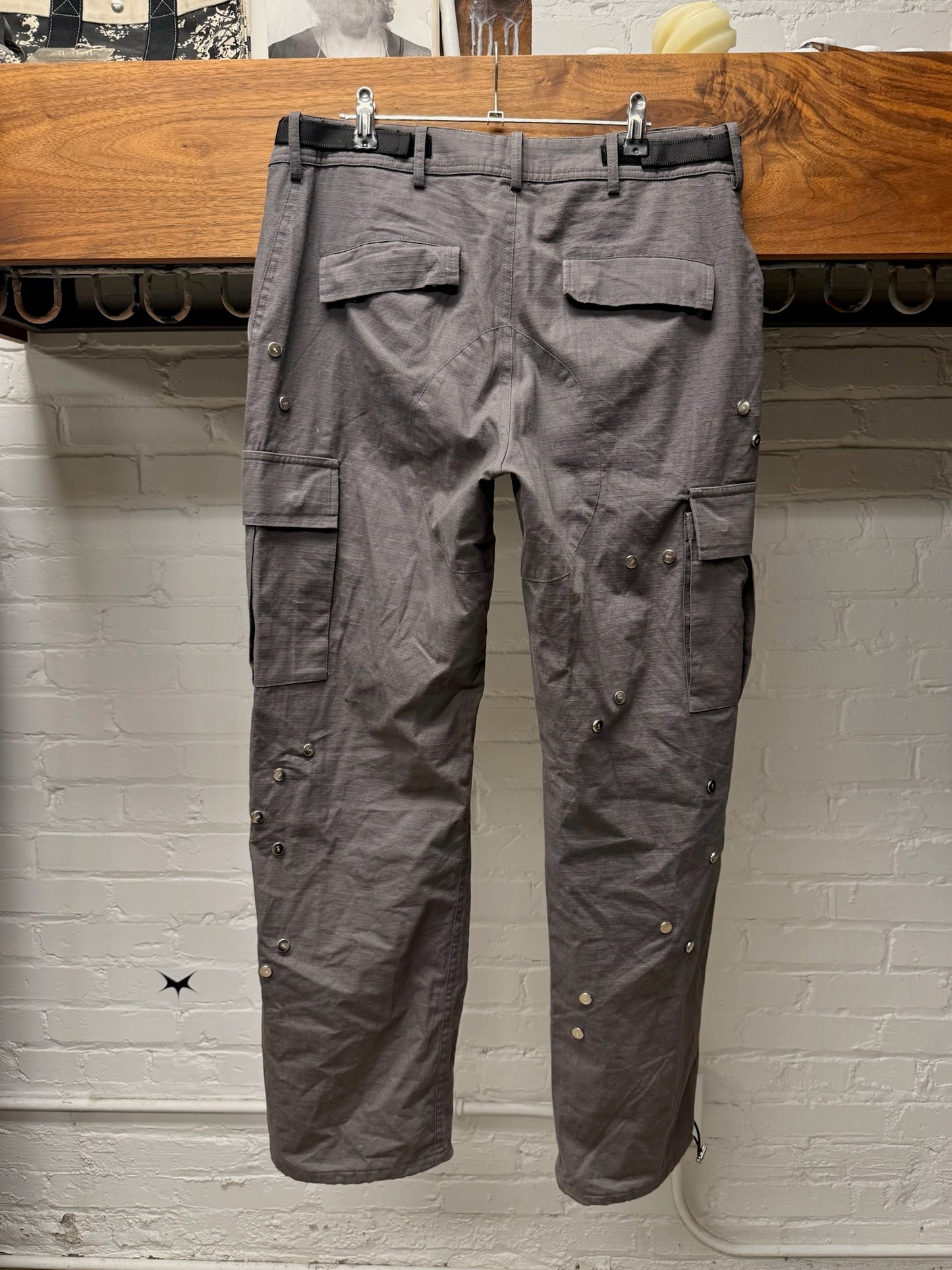 Heliot Emil Technical Grey Panelled Cargo Pants