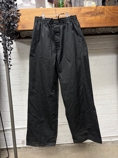 2024 Balenciaga Black Cotton Wide Leg Drawstring Track Pants