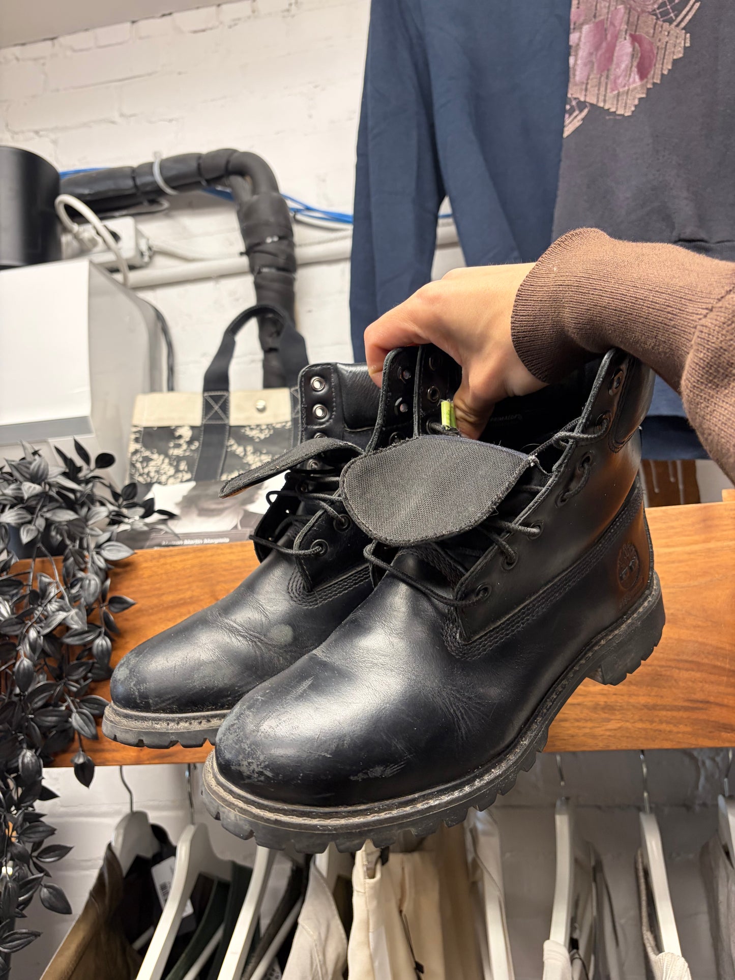 JJJJound x Timberland Black Patent Leather Boots
