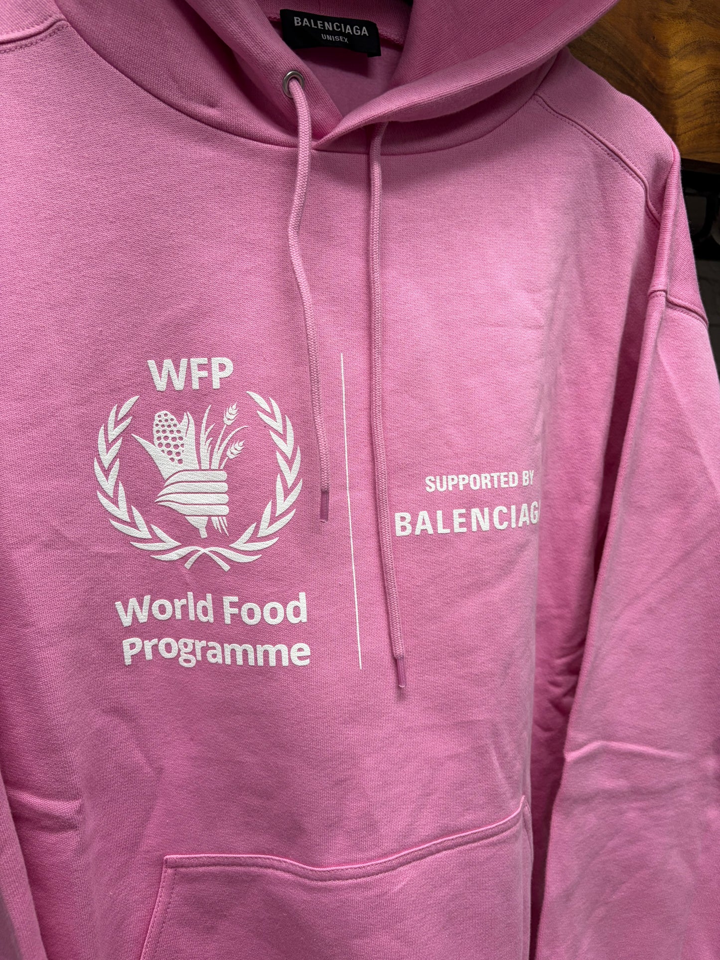 2022 Balenciaga World Food Programme Pink Pullover Hoodie