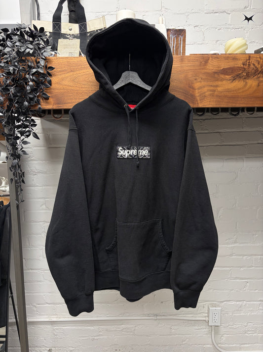 AW2019 Supreme Paisley ‘Box Logo’ Black/Black Hoodie