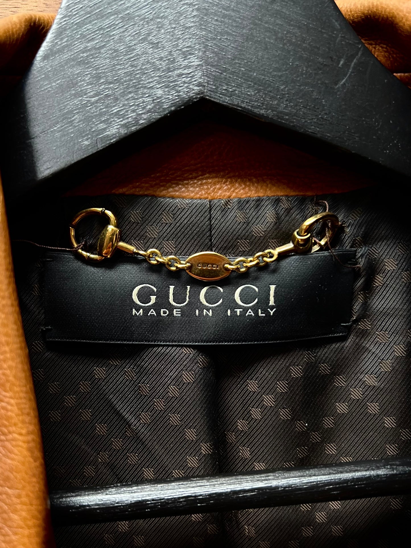 2000s Gucci ‘Natural Patina’ Brown Calf Leather ‘Horsebit’ Biker Jacket
