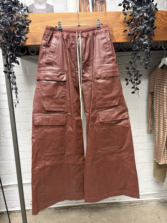 AW2024 Rick Owens ‘Porterville’ Throat ‘CargoBela’ Waxed Wide Leg Pants