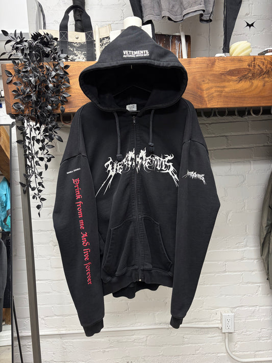 AW2017 Vetements Total Fucking Darkness Zip-Up Hoodie