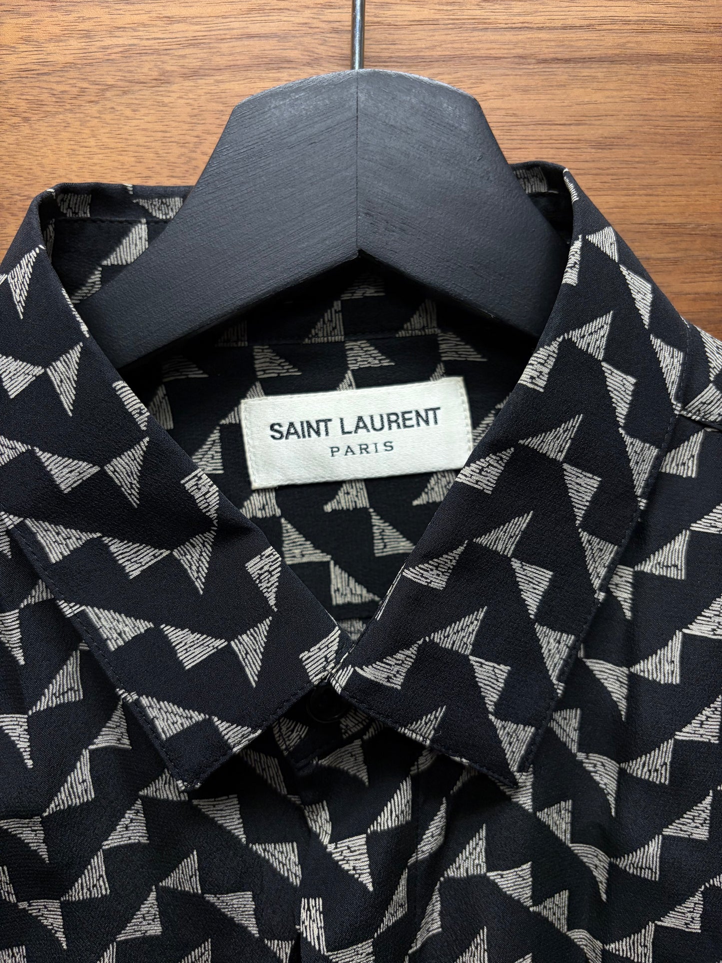 2019 Saint Laurent Silk Patterned French Button Up Shirt