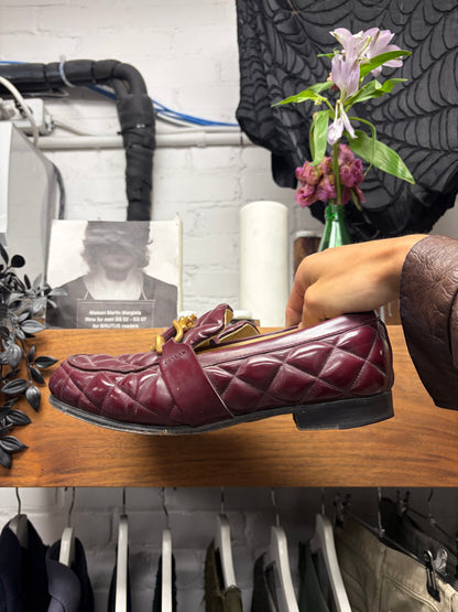 Bottega Veneta ‘Monsieur’ Quilted Wine Red/Gold Leather Loafers