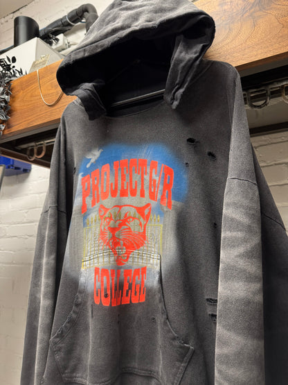 Project GR Collegiate ‘After-hood’ Distressed Black Hoodie