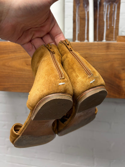 Maison Margiela Peep Toe Brown Suede Sandals