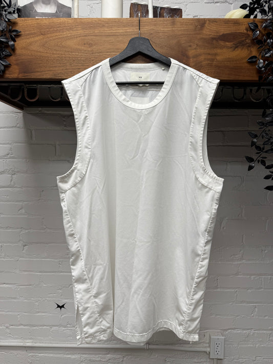 Y-3 by Yohji Yamamoto Panelled White Cotton Tank Top