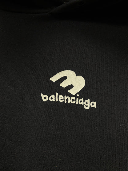 2022 Balenciaga ‘3B Logo’ Black/White Pullover Hoodie