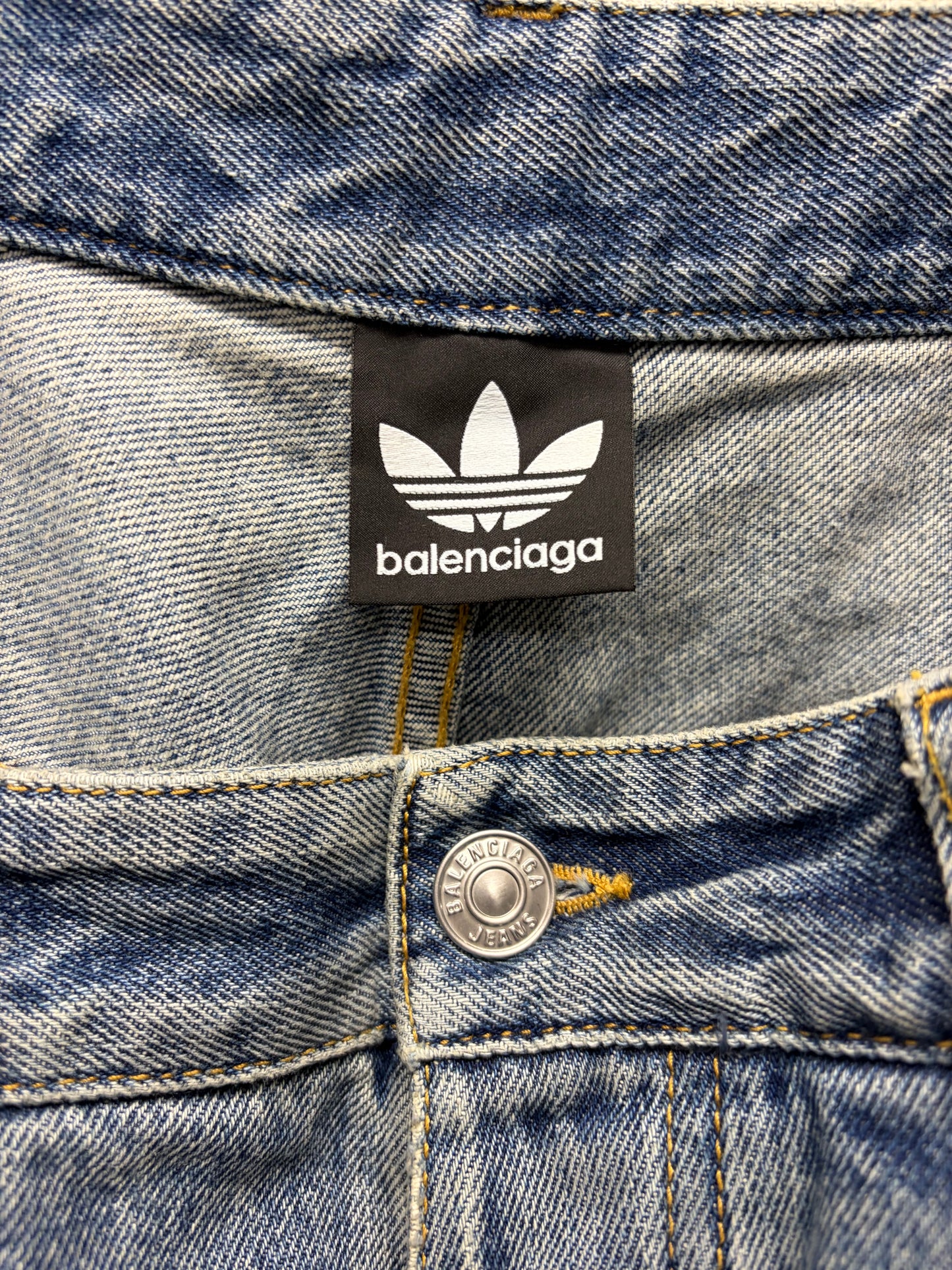 SS2023 Balenciaga x Adidas ‘3 Stripes’ Blue Wide Leg Denim