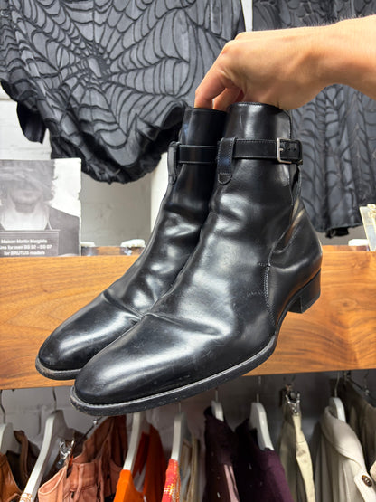 Saint Laurent ‘Jodhpur’ Black Patent Leather Pointed Toe Chelsea Boots