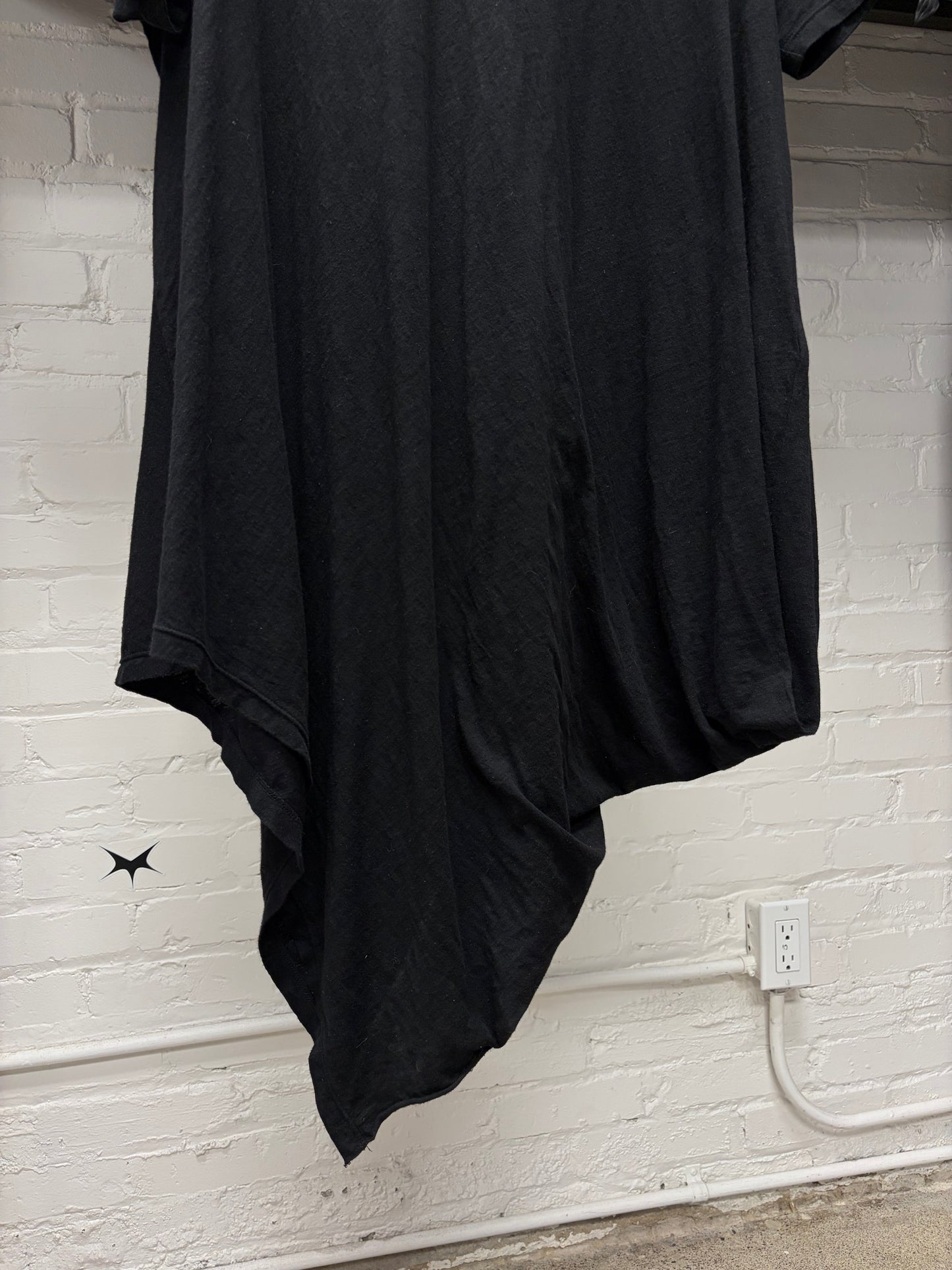 Yohji Yamamoto Pour Homme Asymmetric Draped Cotton Oversized Black T-Shirt