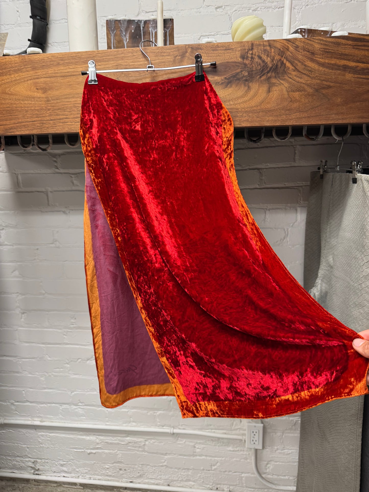 Vintage Gucci by Tom Ford ‘Burnt Red’ Velvet/Silk Scarf