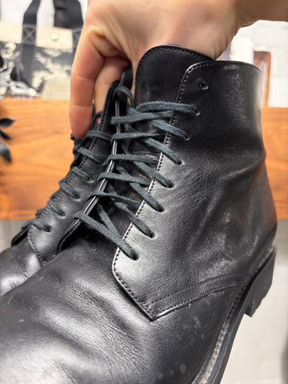Saint Laurent Black Calfskin Patent Leather Combat Boots