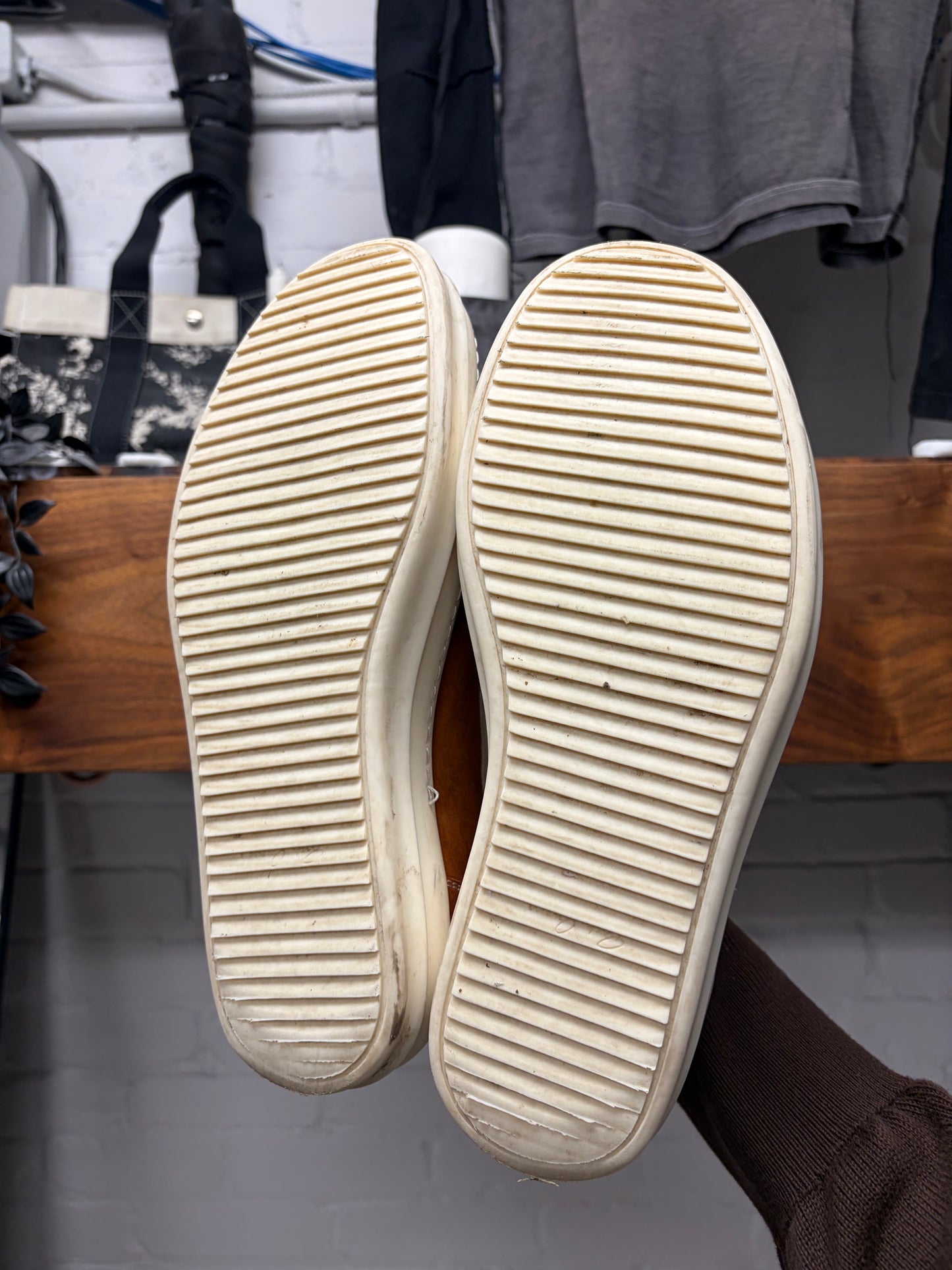 SS2024 Rick Owens ‘Vans’ Clay/Milk Leather Low Top Sneakers