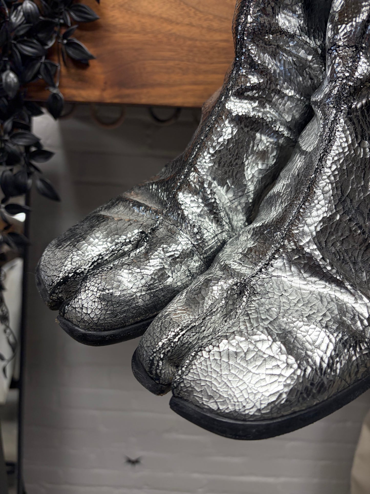Maison Margiela ‘Tabi’ Split Toe ‘Broken Mirror’ Metallic Leather Boots