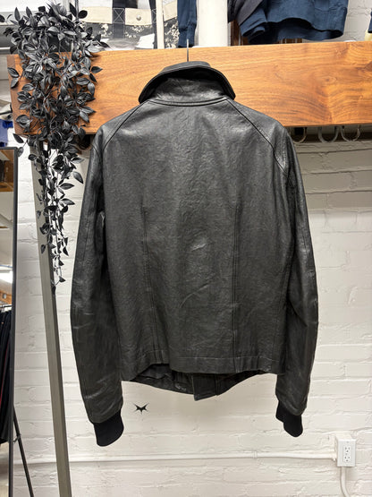 Rick Owens O&M era Lambskin Leather ‘Intarsia’ High Neck Jacket