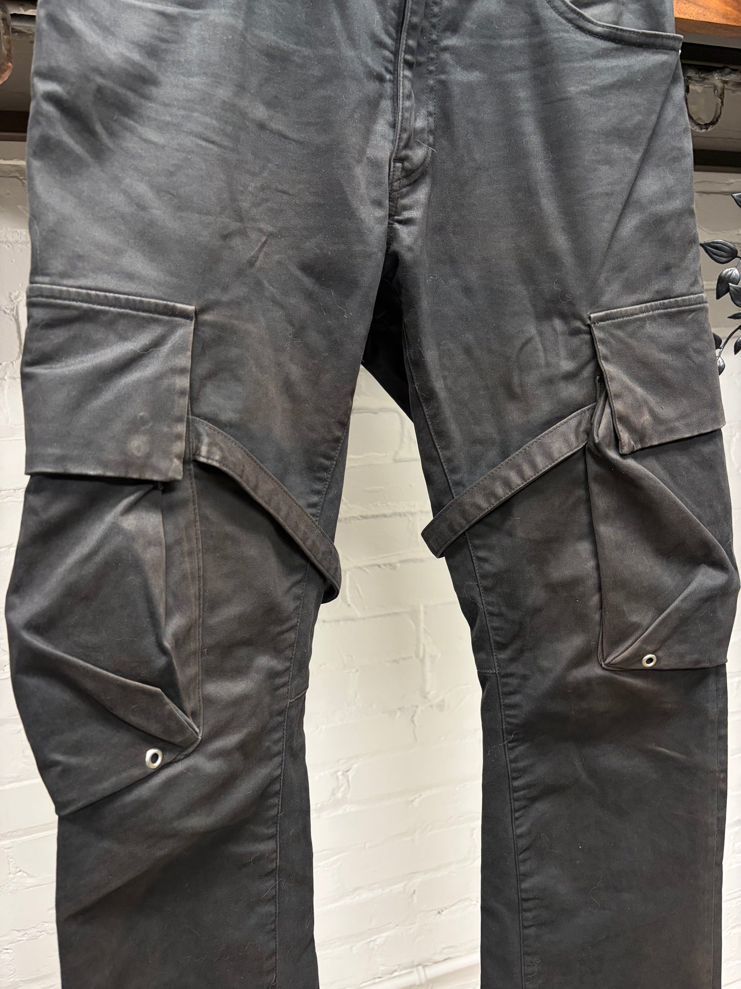 Vuja Dé Waxed Black Bondage Cargo Pants