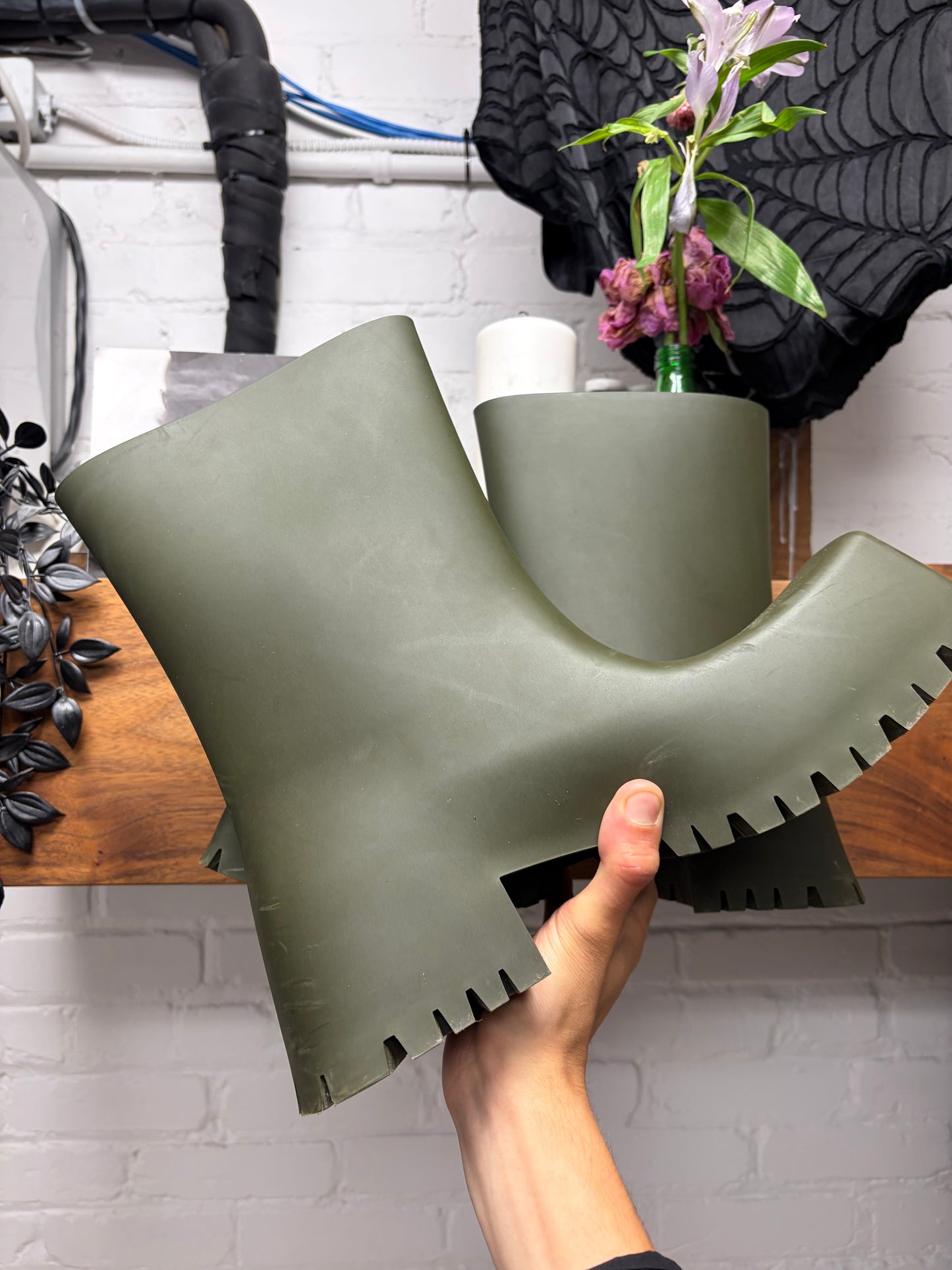Balenciaga ‘Trooper’ Military Green Square Toe Combat Boots