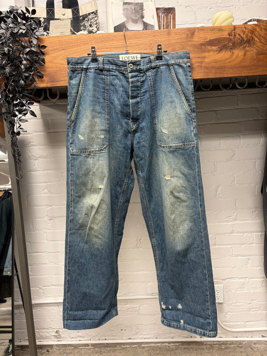 Loewe ‘Fatigue’ Washed Blue Bootcut Denim