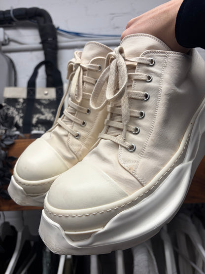 Rick Owens Milk White ‘Abstract Sole’ Low Top Sneakers
