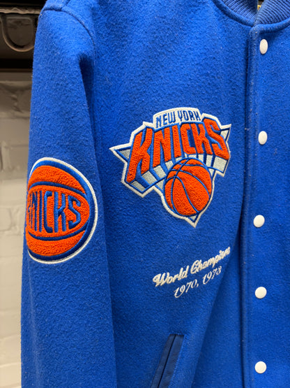 OVO New York Knicks Chenille Patch Blue/Orange Varsity Jacket