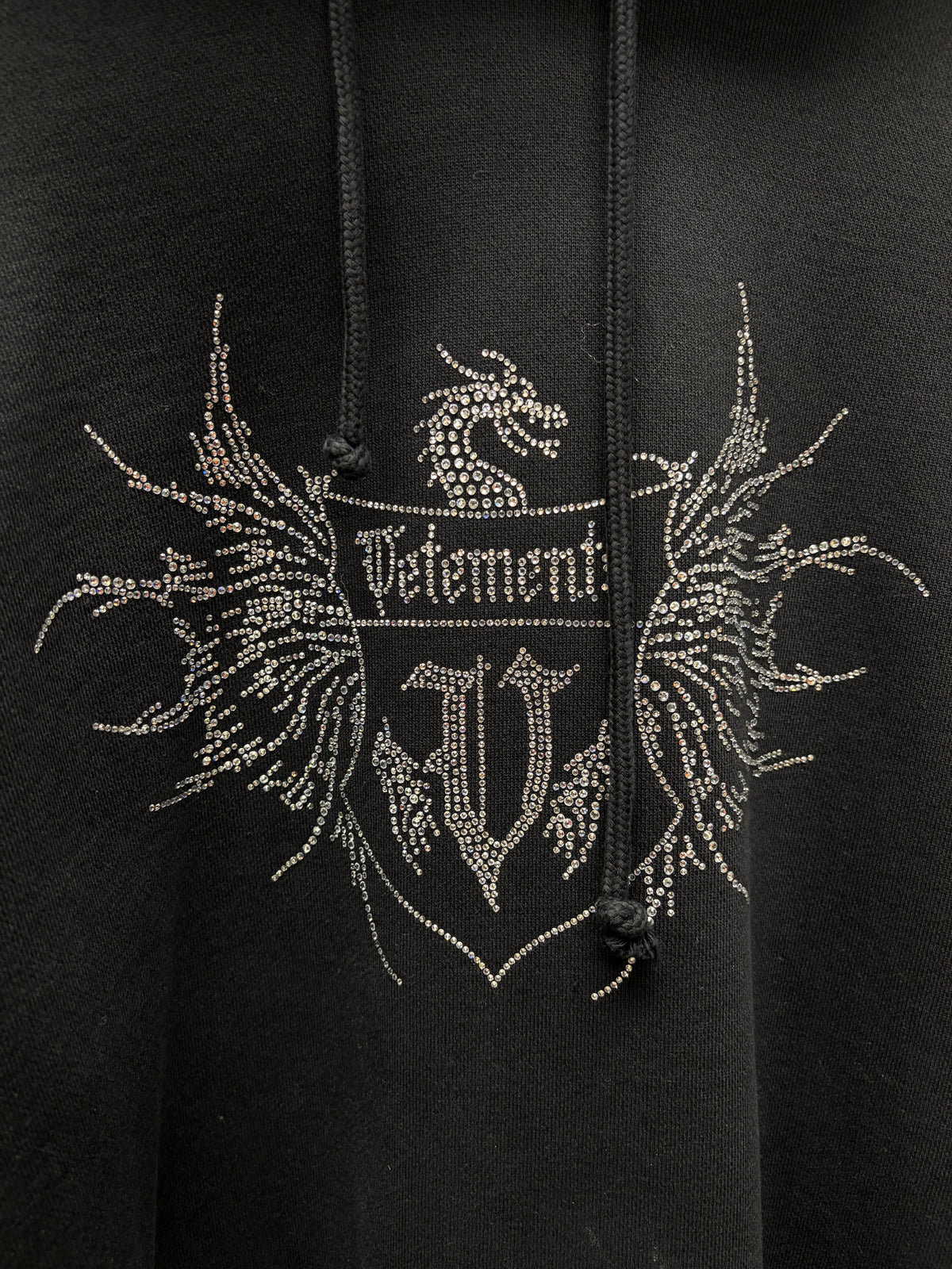 Vetements Crystal Embellished Black ‘Crest Logo’ Limited Edition Hoodie