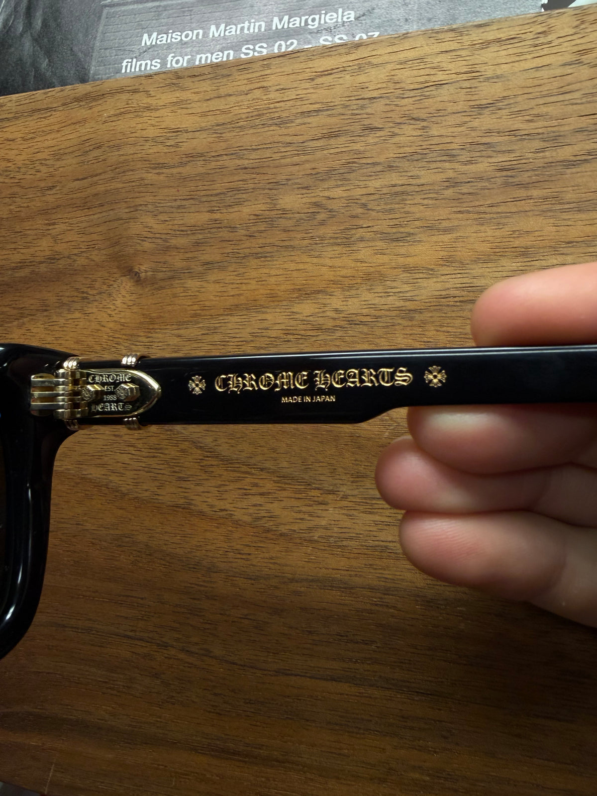 Chrome Hearts ‘Halllamanass’ 18K Gold Box Shape Black Sunglasses
