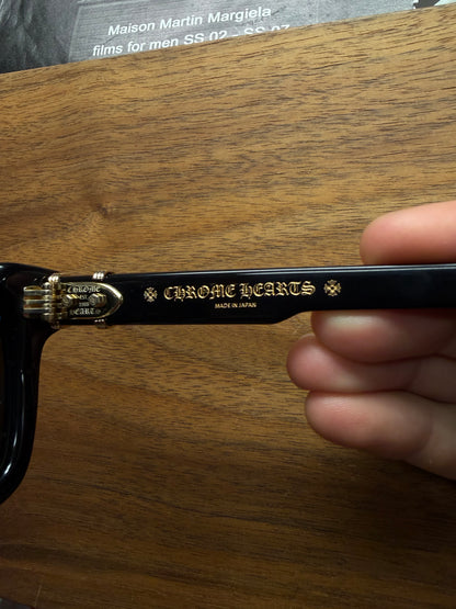 Chrome Hearts ‘Halllamanass’ 18K Gold Box Shape Black Sunglasses