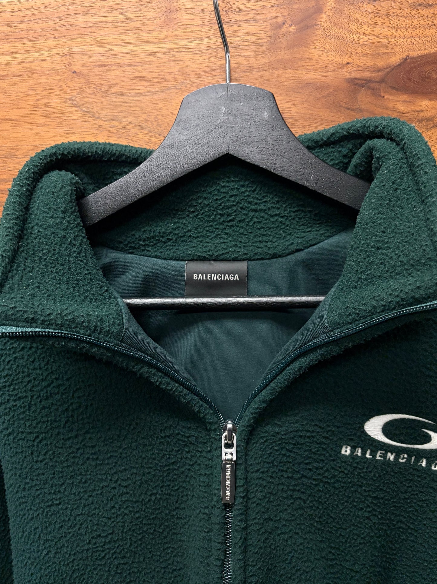 SS2025 Balenciaga ‘Sports Loop Icon’ Cropped Green Heavy Fleece Jacket