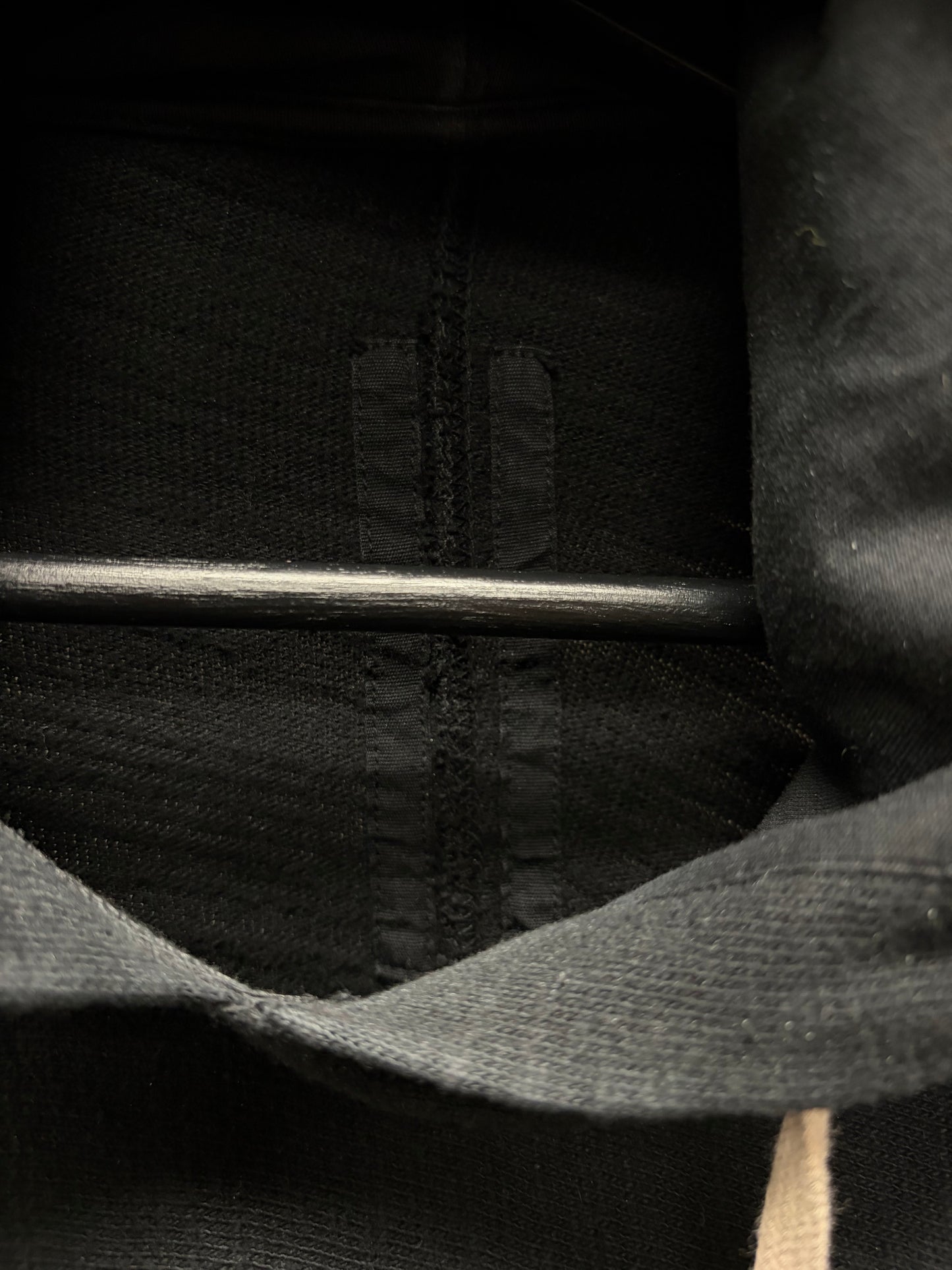 AW2017 Rick Owens ‘Twisted Seahorse’ Black Drawstring Hoodie