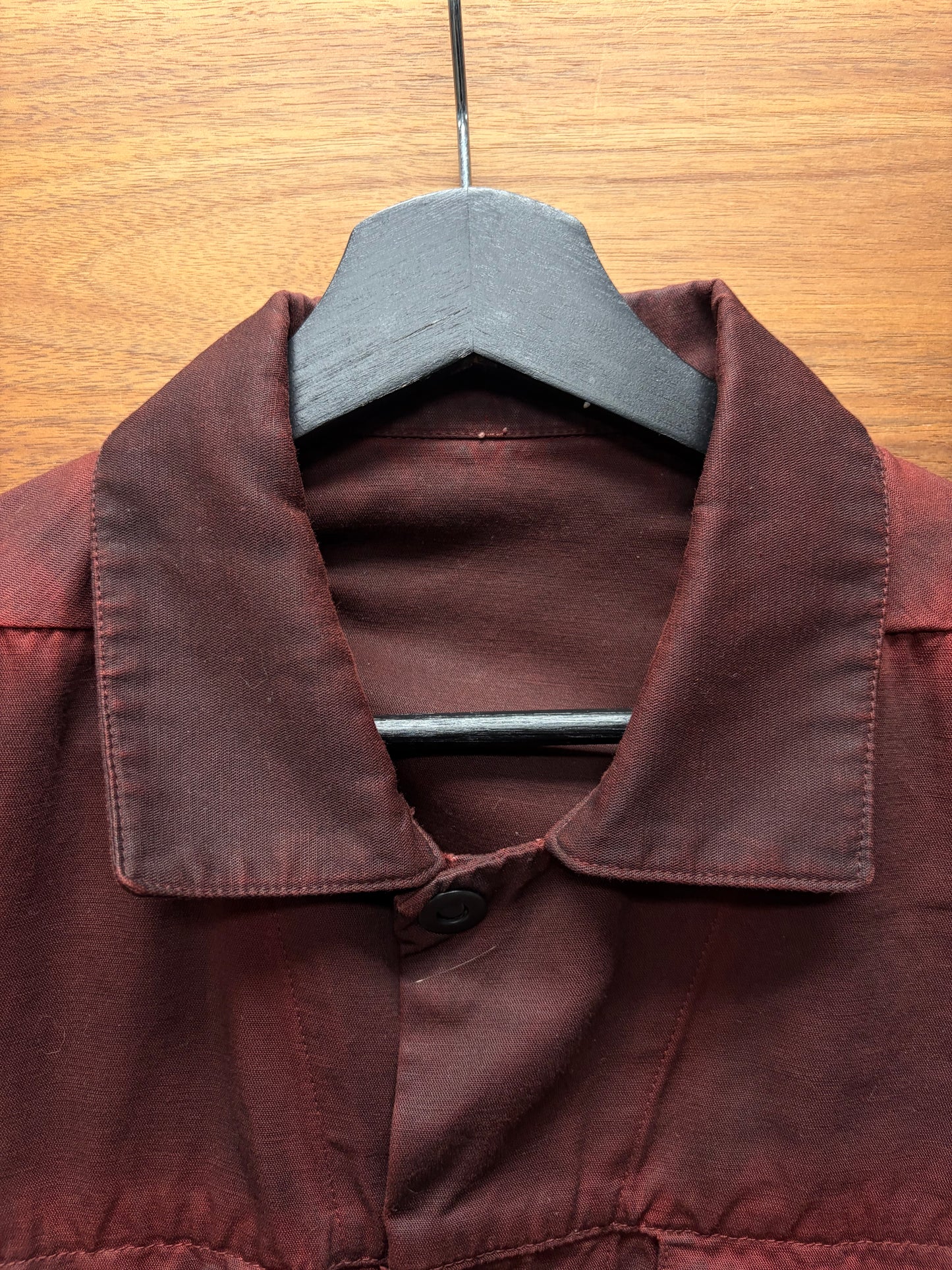 11 by Boris Bidjan Saberi ‘S1B-F1447’ Oxblood Red Denim Work-Shirt