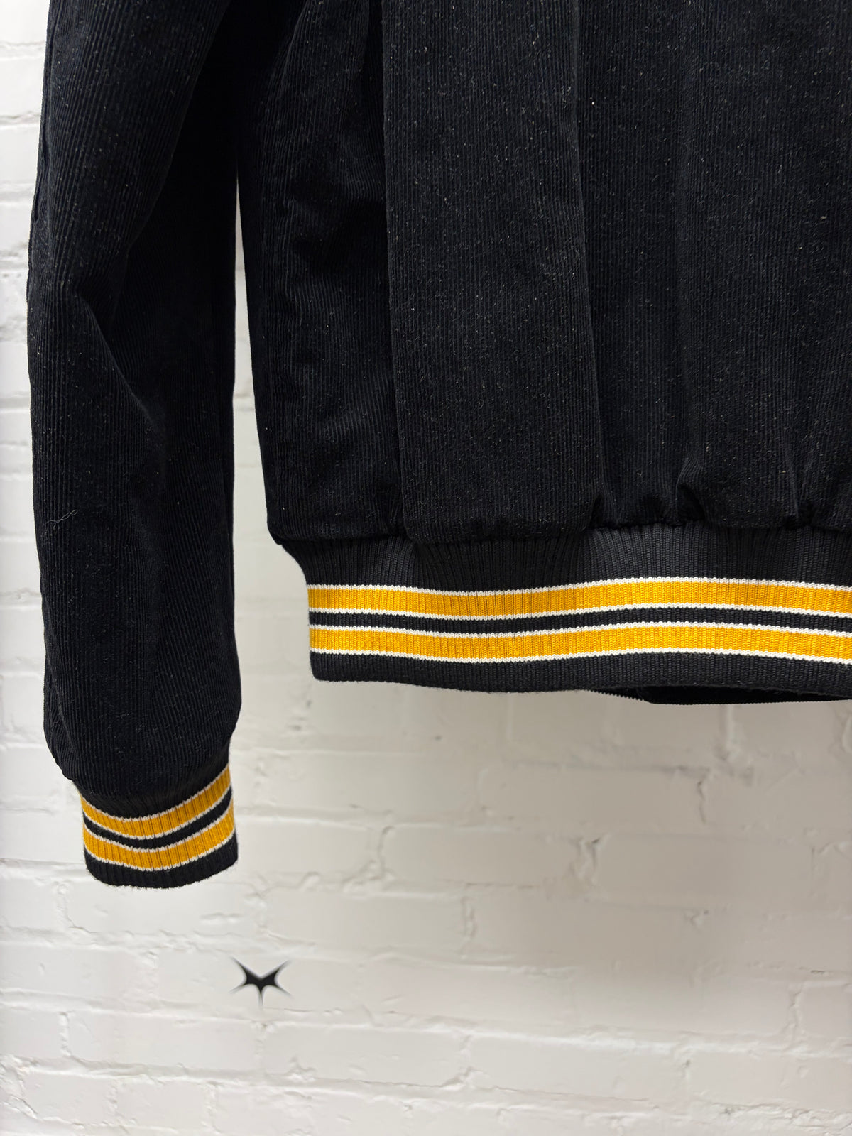 2017 Saint Laurent ‘Je T’aime’ Black/Yellow Corduroy ‘Teddy’ Varsity Jacket