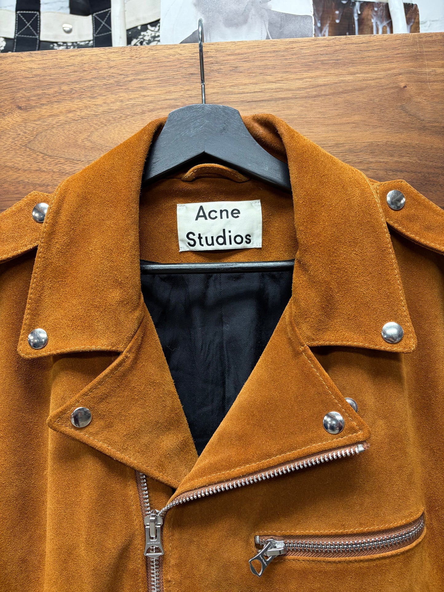 Acne Studios Caramel Brown Suede Biker Jacket