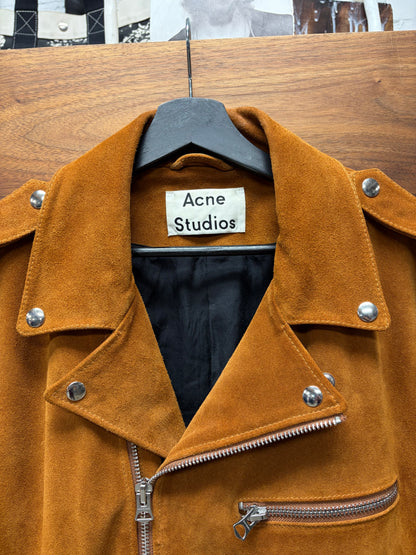 Acne Studios Caramel Brown Suede Biker Jacket