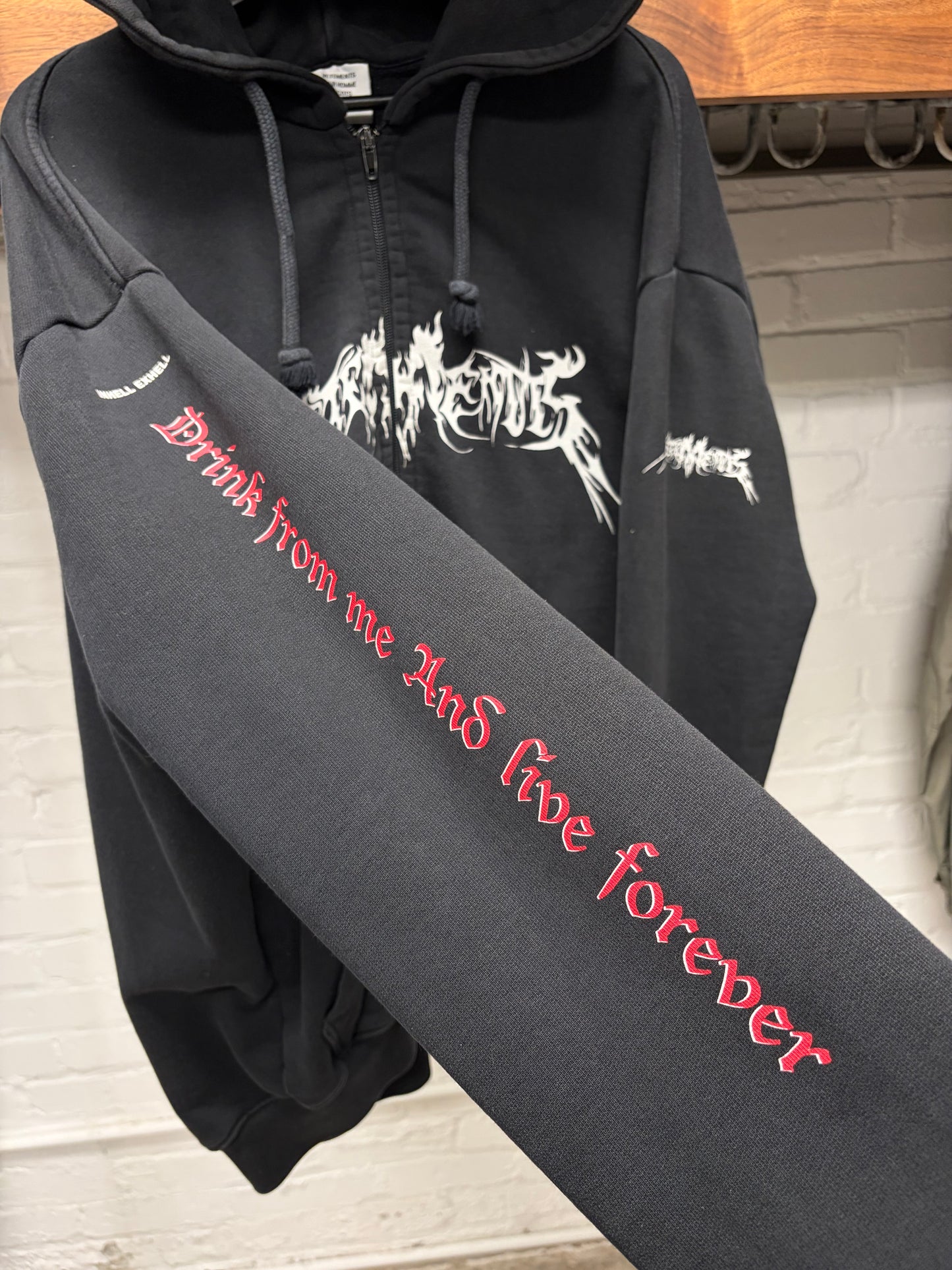 AW2017 Vetements Total Fucking Darkness Zip-Up Hoodie