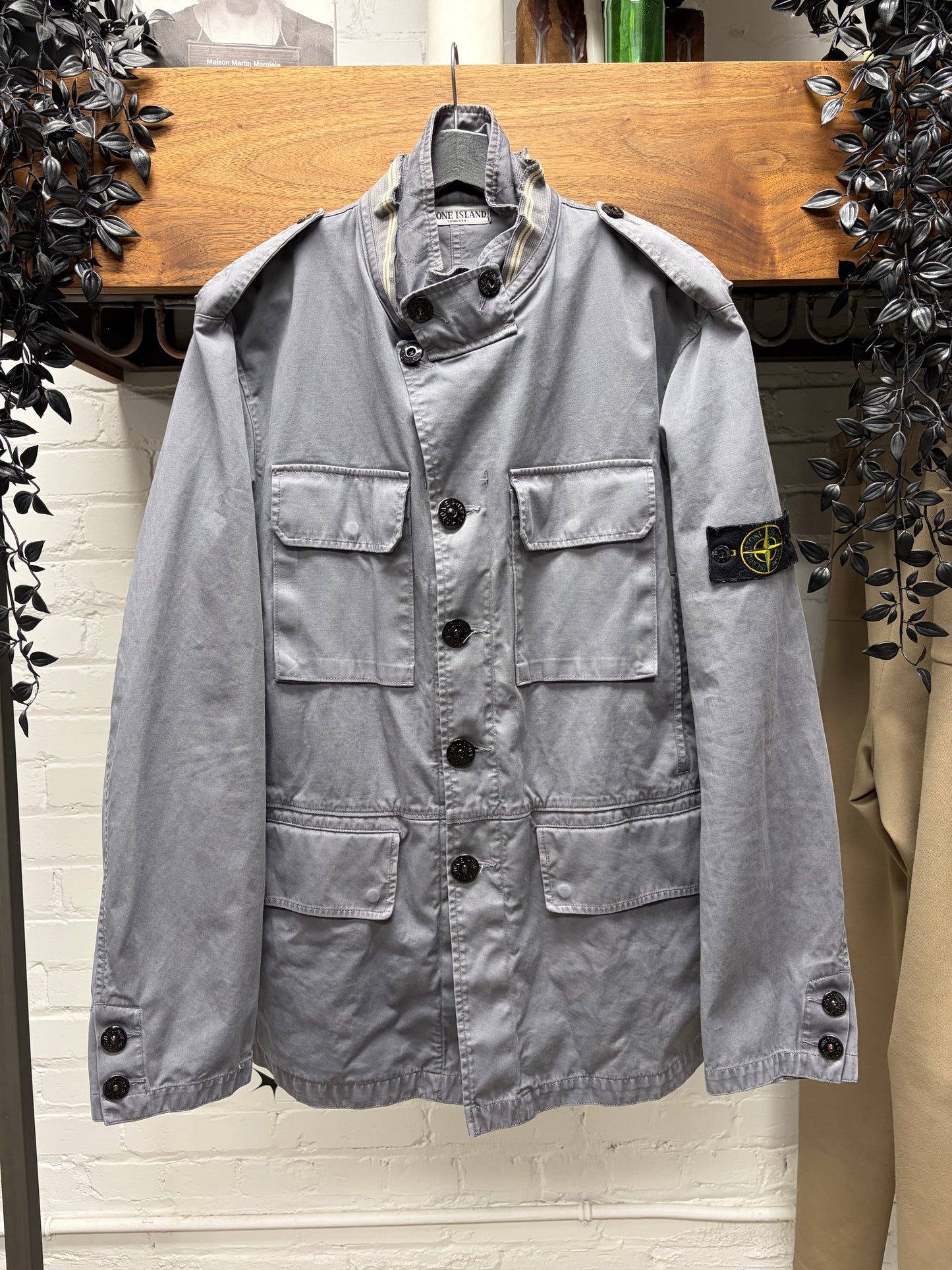Stone Island ‘David TC’ Grey Cotton Badge Logo Field Jacket