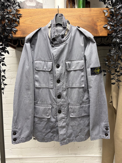 Stone Island ‘David TC’ Grey Cotton Badge Logo Field Jacket