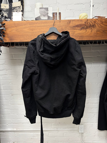 Rick Owens Canvas ‘Gimp’ Black Full-Zip Eye Cut-Out Hoodie