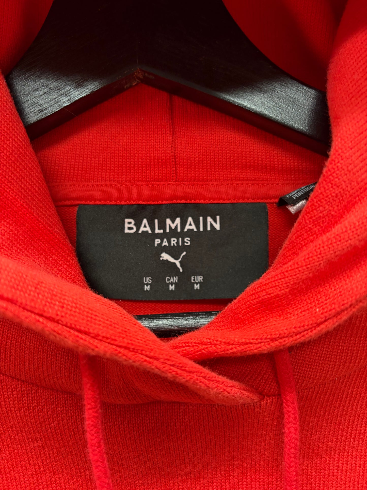 Balmain x Puma Distressed Red/White Striped Hoodie