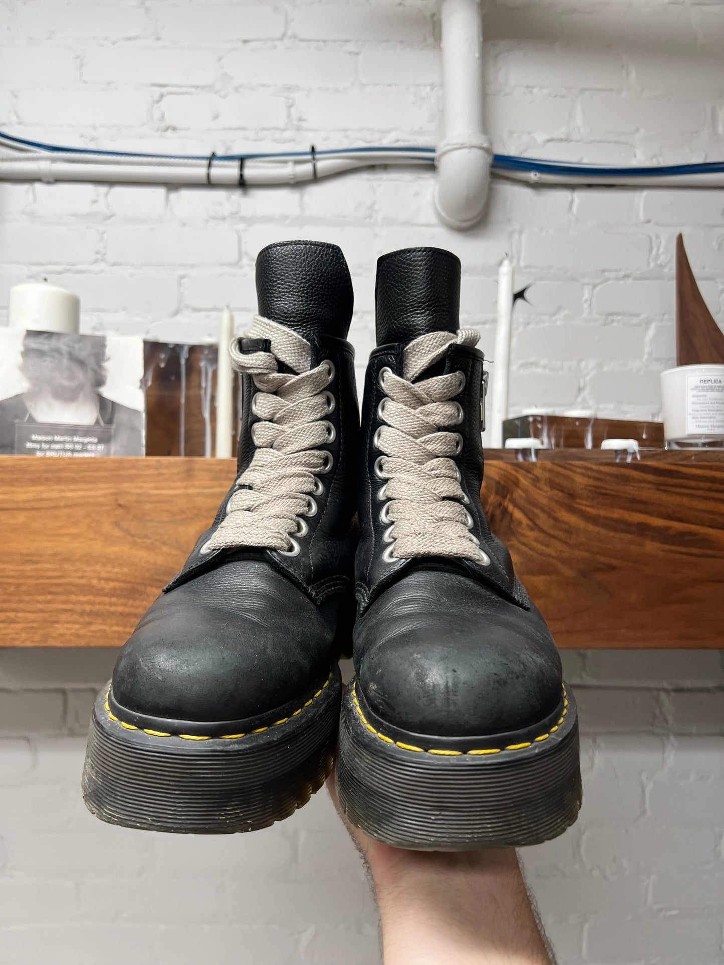 Rick Owens x Doc Martens ‘Quad Sole’ Calfskin Leather Combat Boots