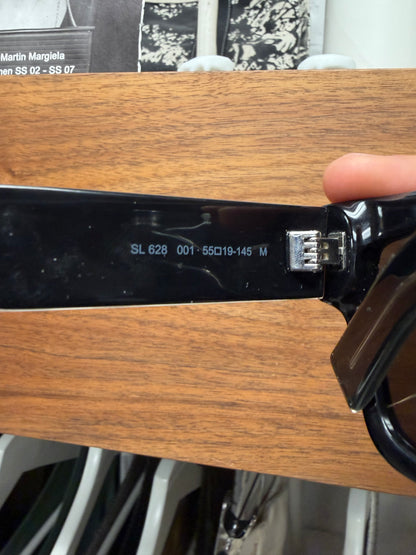 Saint Laurent Matte Black/Silver Box Shaped Black Tint Sunglasses