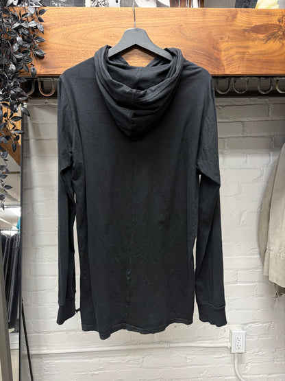 Rick Owens O&M Era Lightweight Black/Milk Drawstring Pullover Hoodie