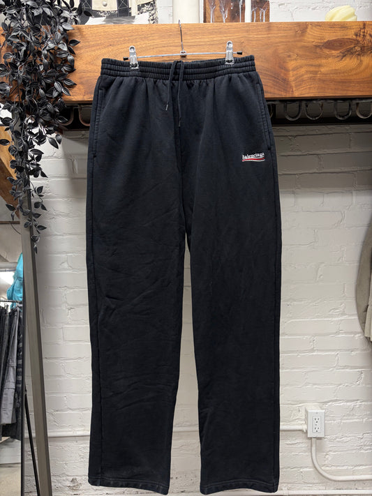 2020 Balenciaga ‘Campaign Logo’ Wide Leg Black Sweatpants