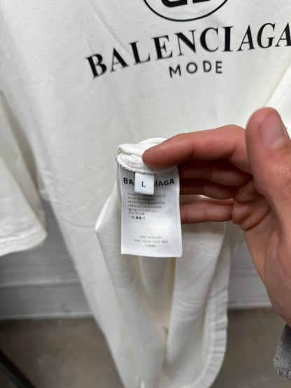2018 Balenciaga ‘BB Crest’ Logo White Graphic T-Shirt